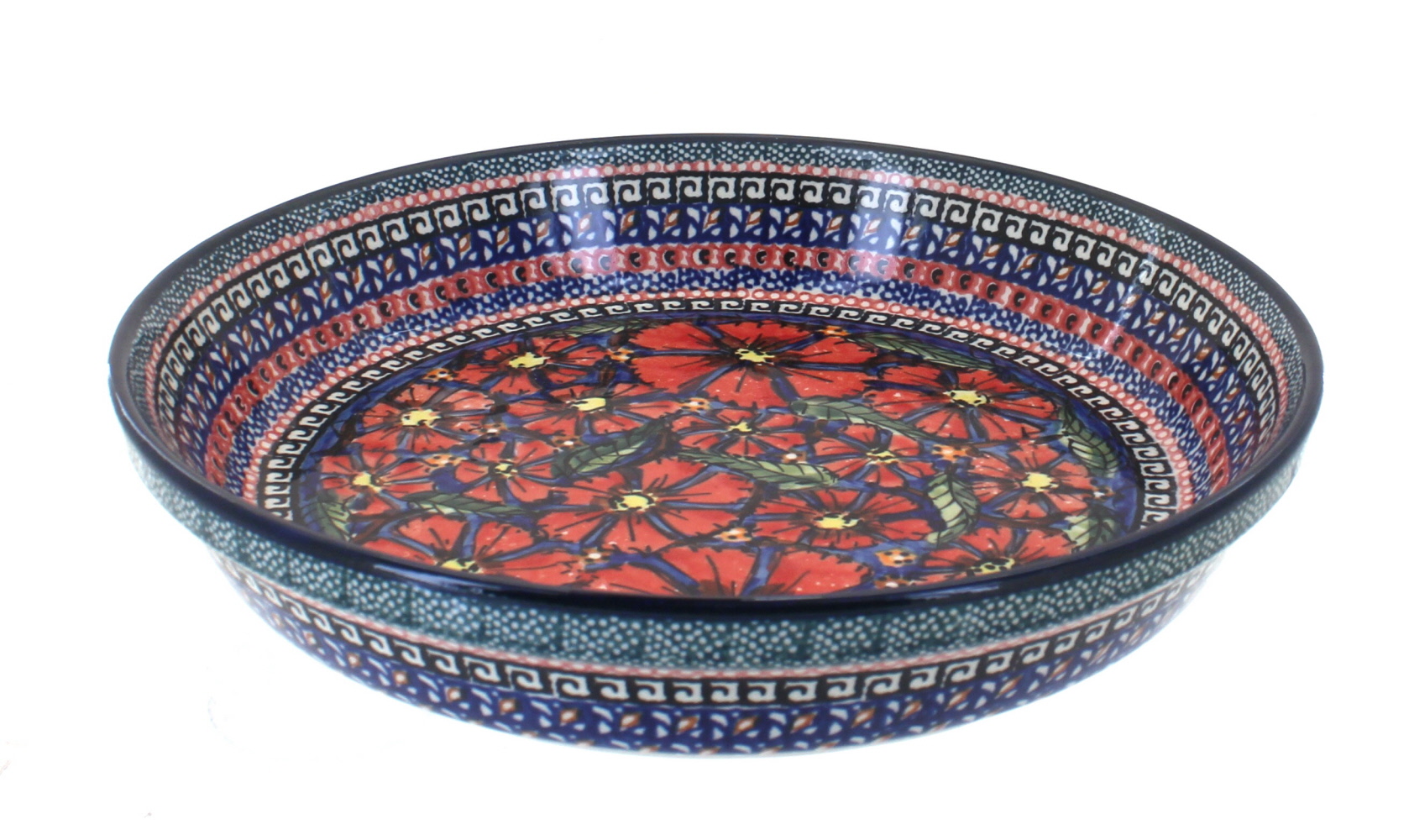 Blue Rose Polish Pottery | Jungle Flower Pie Plate