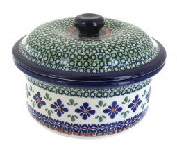 Mosaic Flower Round Baker with Lid