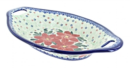 Pointsettia Bread Tray with Handles