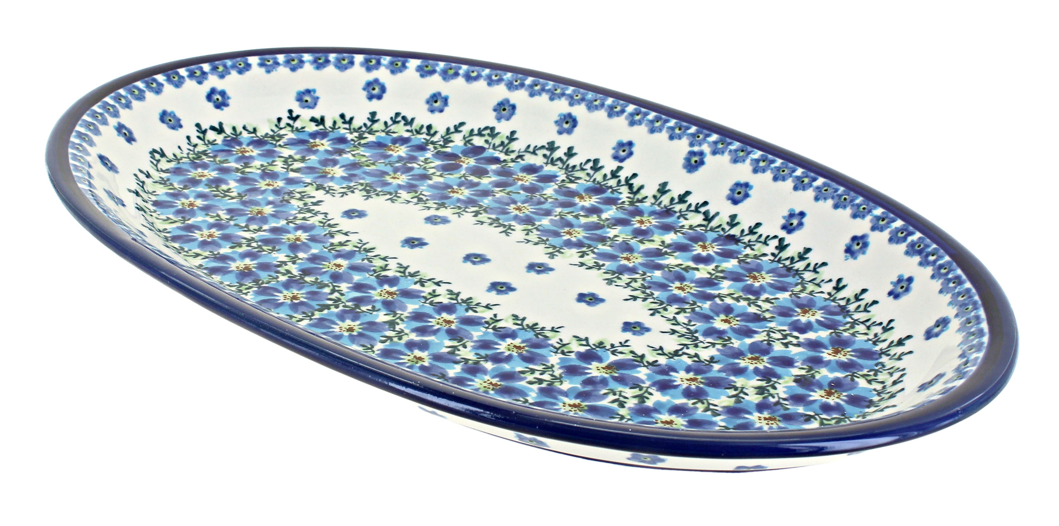 Blue Rose Polish Pottery | Kalina Large Oval Platter