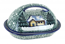 Winter Forest Butter Dish - Green