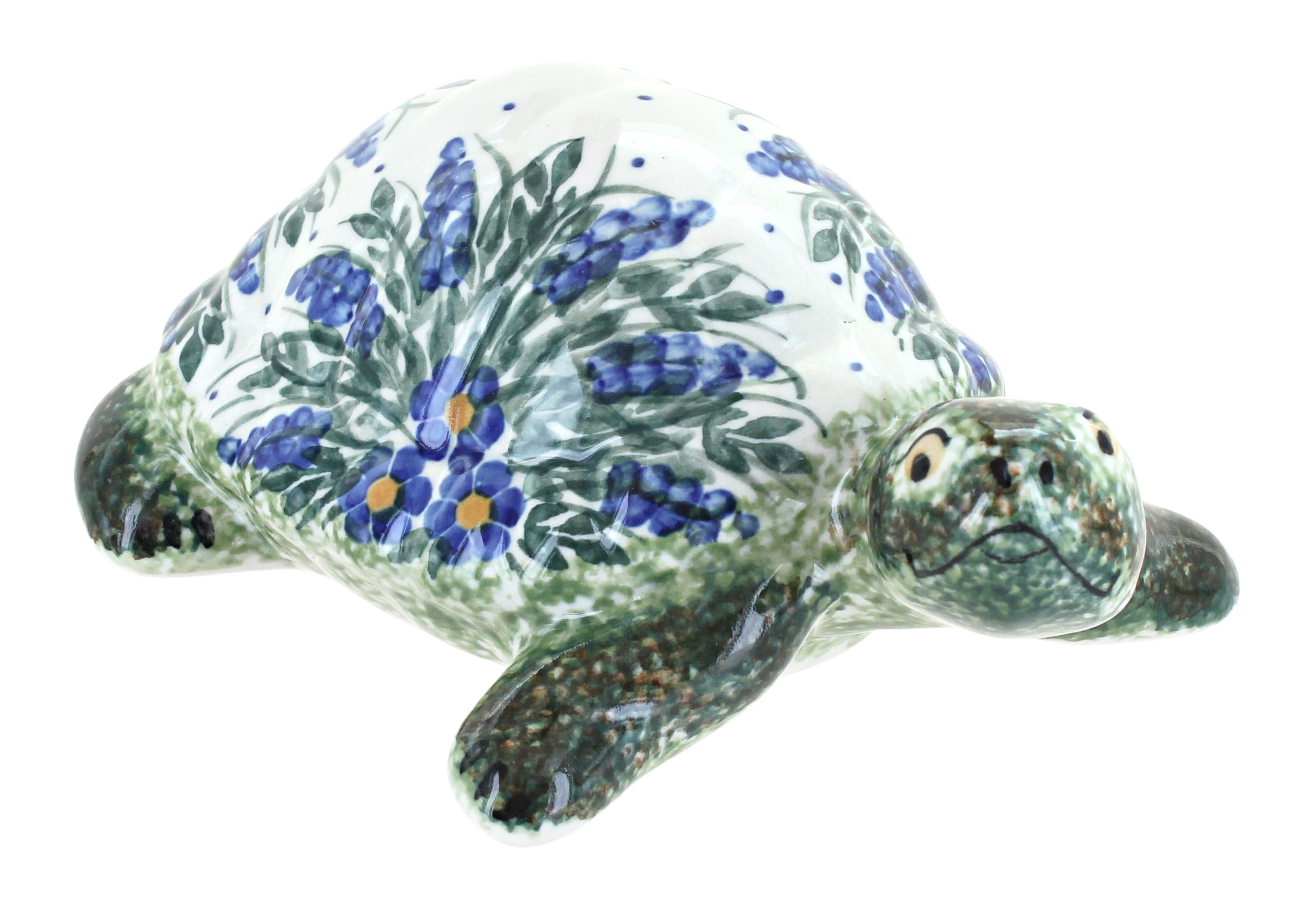 Blue Rose Polish Pottery | Hyacinth Turtle Figurine