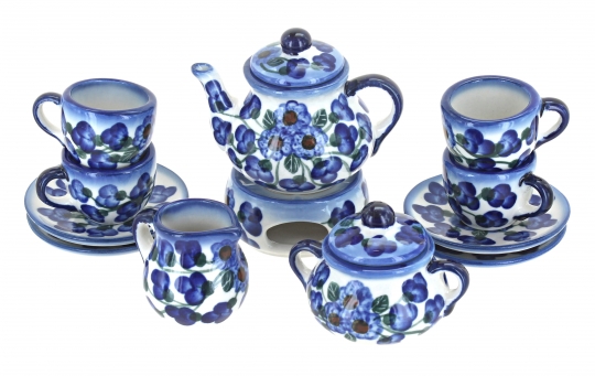 Blue Rose Polish Pottery  Royal Vine Miniature Tea Set