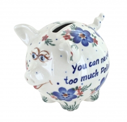 Never Too Much Polish Pottery Piggy Bank