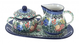 Summer Blooms Large Cream & Sugar Set with Tray