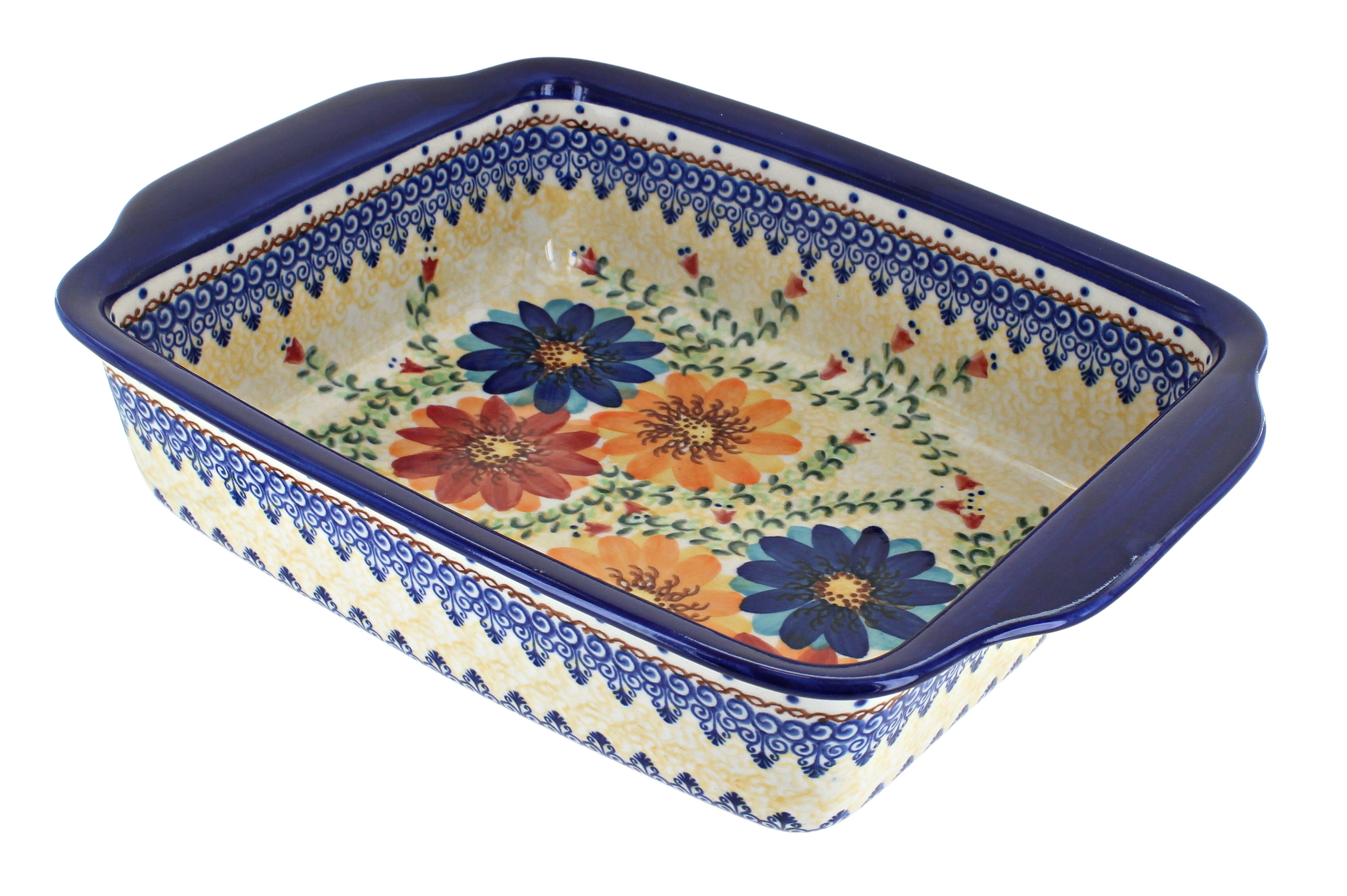 Blue Rose Polish Pottery | Autumn Burst Casserole