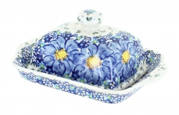 Blue Starflower Square Butter Dish