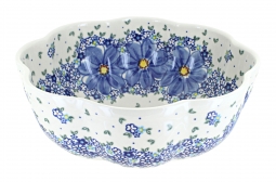 Blue Starflower Large Scallop Bowl