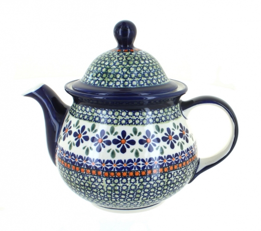 Red and Blue Tulip Pattern Ceramic Teapot Set