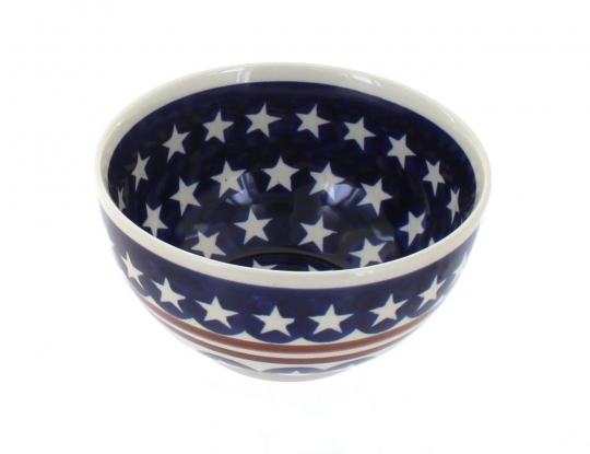 Polish Pottery 14 Muffin Pan Stars and Stripes