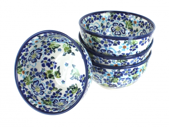 Blue Rose Polish Pottery Blue Violet Measuring Cup Set