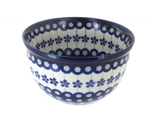 Blue Rose Polish Pottery  Mosaic Flower Large Mixing Bowl