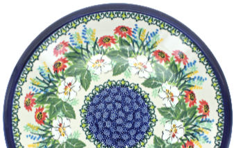 Polish Pottery Loaf Pan 8 8 Blue Wildflower Meadow Theme UNIKAT —  PolishPotteryOnline