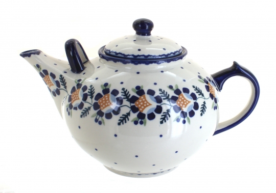 Sunflower Teapot and Tea Cup Set for One Polish Pottery 