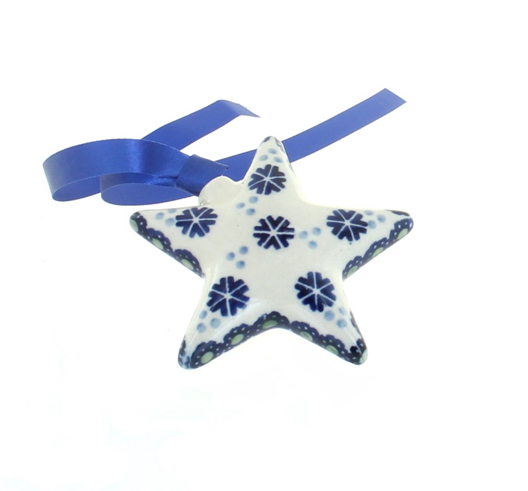 Blue Rose Polish Pottery | Festive Fir Star Ornament