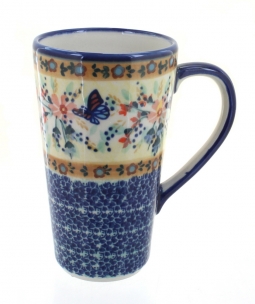 Polish Pottery - Large Latte/Soup Cups - Peacock - The Polish Pottery Outlet