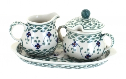 Sage Floral Sugar & Creamer with Tray