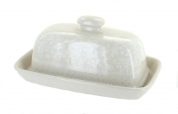 White Lace Butter Dish