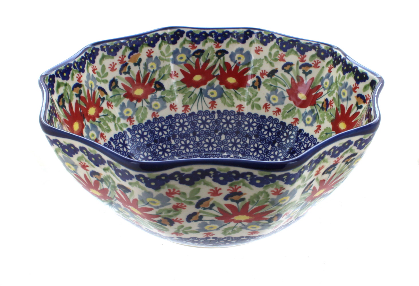 Blue Rose Polish Pottery | Jungle Bouquet Small Decagonal Serving Bowl