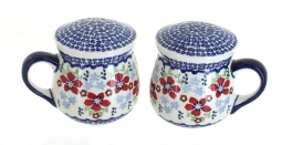 Red Poppy Salt & Pepper Shakers with Handles