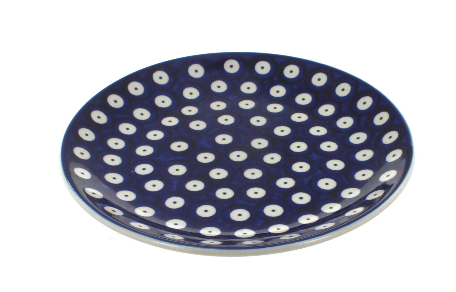 Blue Rose Polish Pottery | Dots Dessert Plate