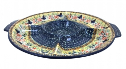 Blue Butterfly Chip & Dip Plate